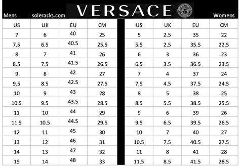 versace collection shoes size guide|Versace sizing guide.